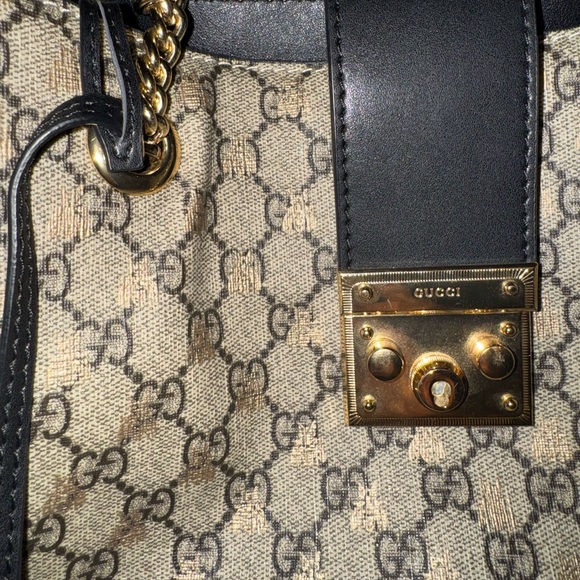 Faux Gucci Black and Beige Shoulder Bag - Picture 3 of 9